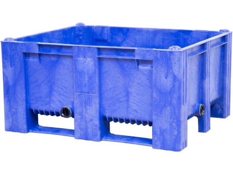 BoxPallet 1200х1000х580 мм сплошной на 2-х полозьях синий с 2 СП2 купить в Нижнем Новгороде