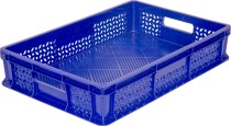 Ящик 600х400х120 мороз. перфорированный, с ручками синий Ящик 600х400х120 мороз. перфорированный, с ручками синий