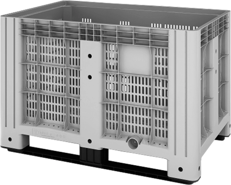 Контейнер 1200х800х800 мм перфорированный серый на полозьях купить в Нижнем Новгороде