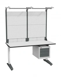 Стол монтажный ДиКом СР-150-01, ESD Thermopal, нерегулируемый, экран Э3, с подвесной тумбой Стол монтажный ДиКом СР-150-01, ESD Thermopal, нерегулируемый, экран Э3, с подвесной тумбой