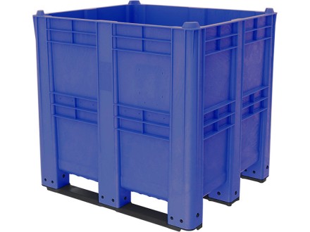 BoxPallet 1300х1150х1250 сплошной, на 3 полозьях синий