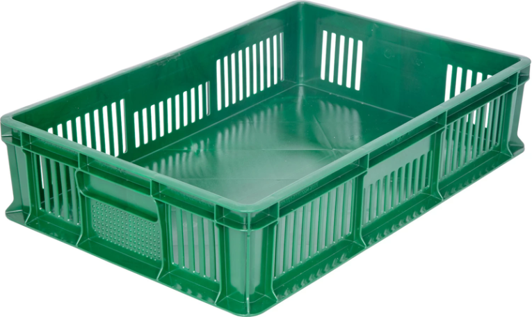 Ящик 600х400х140 мм дно сплош.стенки перф.без ручек зеленый купить в Нижнем Новгороде Ящик 600х400х140 мм дно сплош.стенки перф.без ручек зеленый купить в Нижнем Новгороде