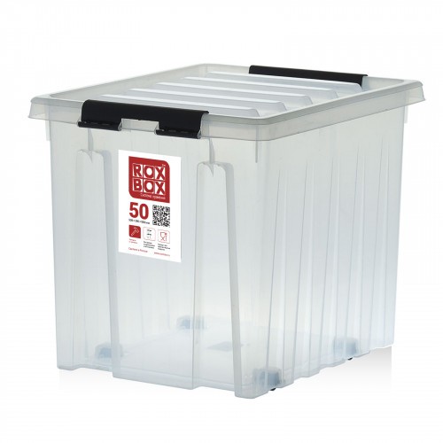Контейнер Rox Box Original 50 (500х390х390 мм с крышкой и клипсами, на роликах, прозрачный) купить в Нижнем Новгороде
