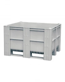 BoxPallet 1200х1000х740 мм сплошной на 3-х полозьях серый BoxPallet 1200х1000х740 мм сплошной на 3-х полозьях серый