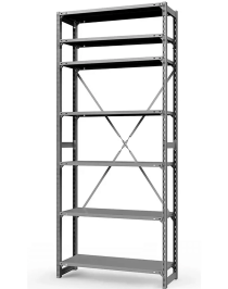 Стеллаж ТСУ 4000x1500x300 7 полок (300 кг, перф) Стеллаж ТСУ 4000x1500x300 7 полок (300 кг, перф)