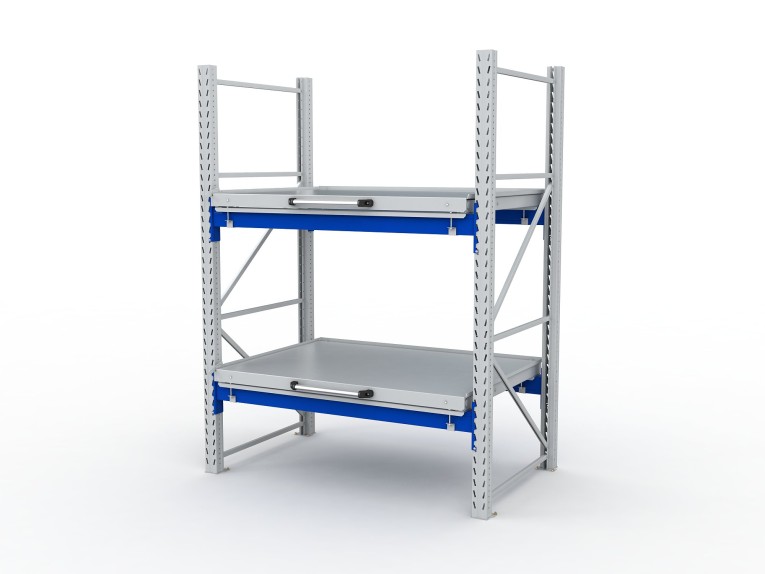 Стеллаж с выкатными платформами S-HEAVY 1000/1300 (2 яруса хранения) купить в Нижнем Новгороде Стеллаж с выкатными платформами S-HEAVY 1000/1300 (2 яруса хранения) купить в Нижнем Новгороде
